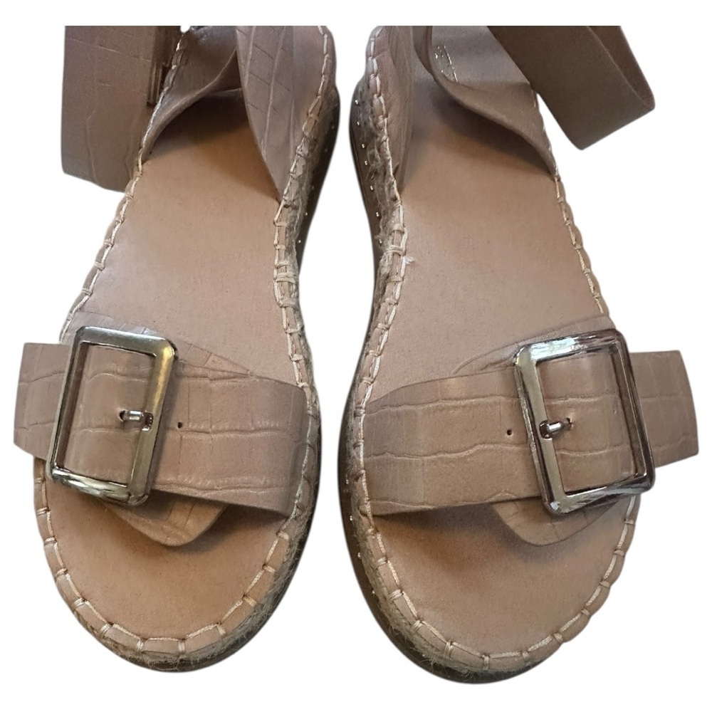 PrettyLittleThing Nude PU Croc Buckle Detail Espadrille Sandals, EU 39 US 8 - Picture 5 of 8